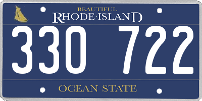 RI license plate 330722