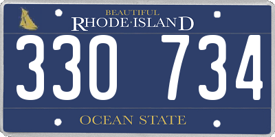 RI license plate 330734