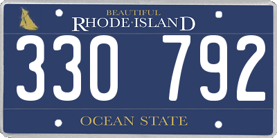 RI license plate 330792