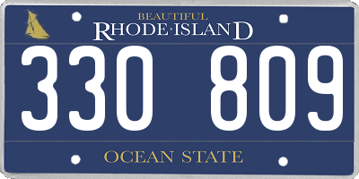 RI license plate 330809
