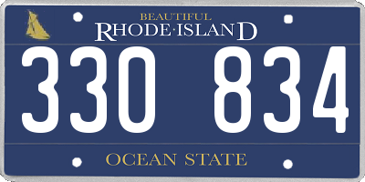 RI license plate 330834