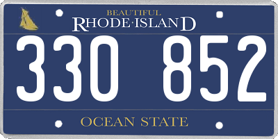 RI license plate 330852