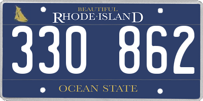 RI license plate 330862