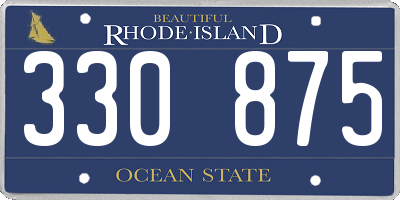 RI license plate 330875