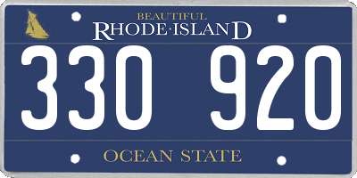 RI license plate 330920