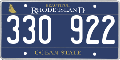 RI license plate 330922