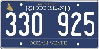 RI license plate 330925