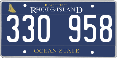 RI license plate 330958