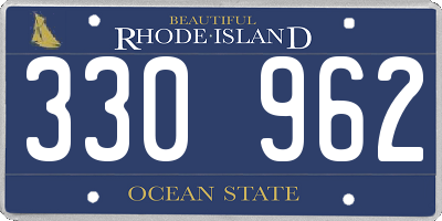 RI license plate 330962