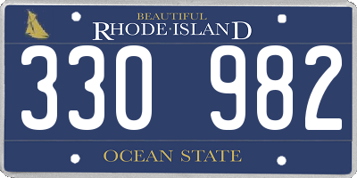 RI license plate 330982