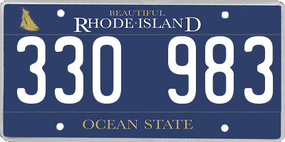 RI license plate 330983