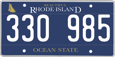 RI license plate 330985