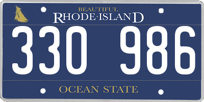 RI license plate 330986
