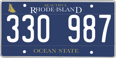 RI license plate 330987