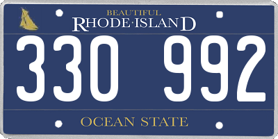 RI license plate 330992