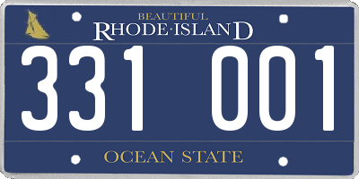 RI license plate 331001