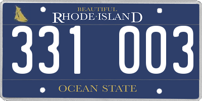 RI license plate 331003