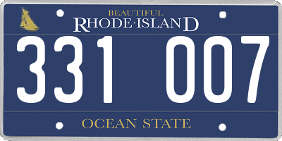 RI license plate 331007