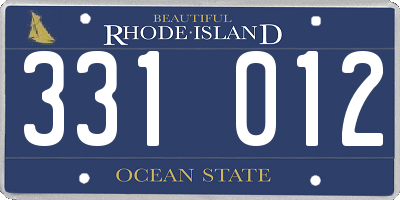 RI license plate 331012