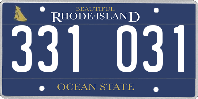 RI license plate 331031