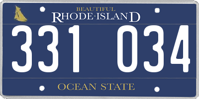 RI license plate 331034