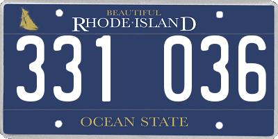 RI license plate 331036