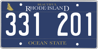 RI license plate 331201