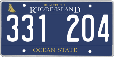 RI license plate 331204