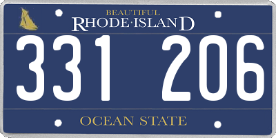 RI license plate 331206