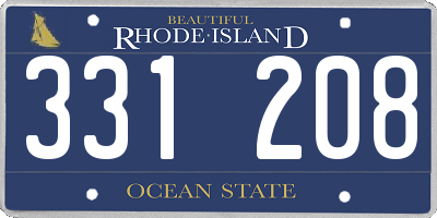 RI license plate 331208