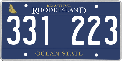 RI license plate 331223