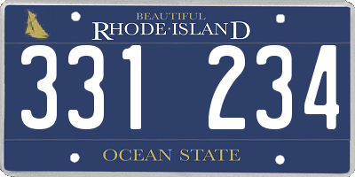 RI license plate 331234