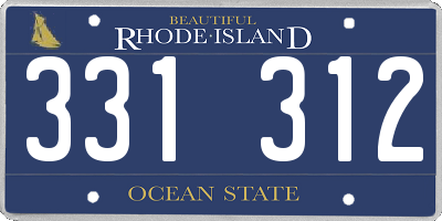 RI license plate 331312