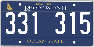 RI license plate 331315