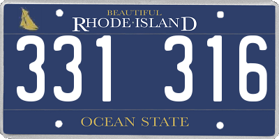 RI license plate 331316