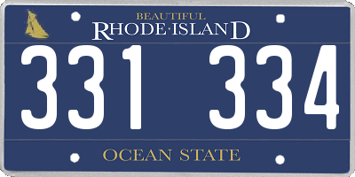 RI license plate 331334
