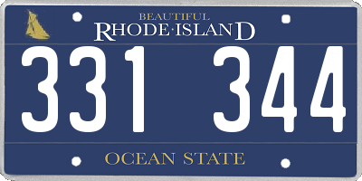 RI license plate 331344
