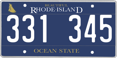 RI license plate 331345