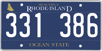 RI license plate 331386