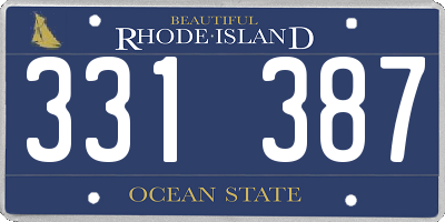 RI license plate 331387