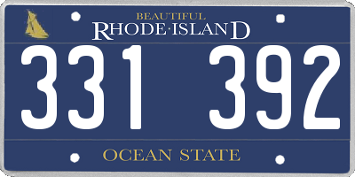 RI license plate 331392