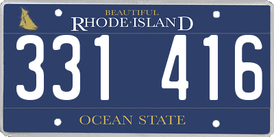 RI license plate 331416