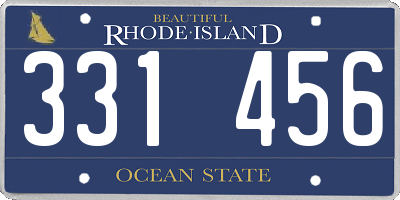 RI license plate 331456