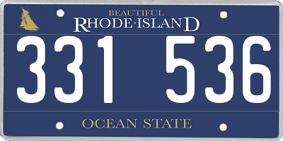 RI license plate 331536