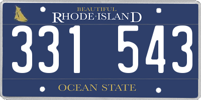 RI license plate 331543
