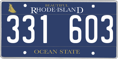 RI license plate 331603