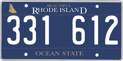 RI license plate 331612