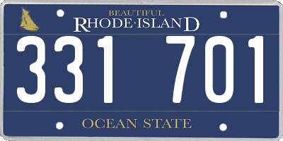 RI license plate 331701