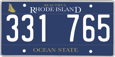RI license plate 331765