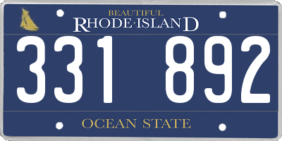RI license plate 331892